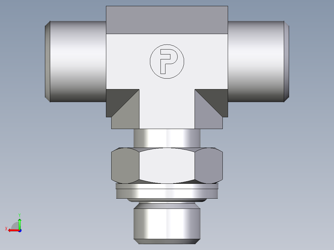 卡套式工业通用硬管接头EO_Adjustable_locknut_branch_tee_TEE08SROMDCF后视图