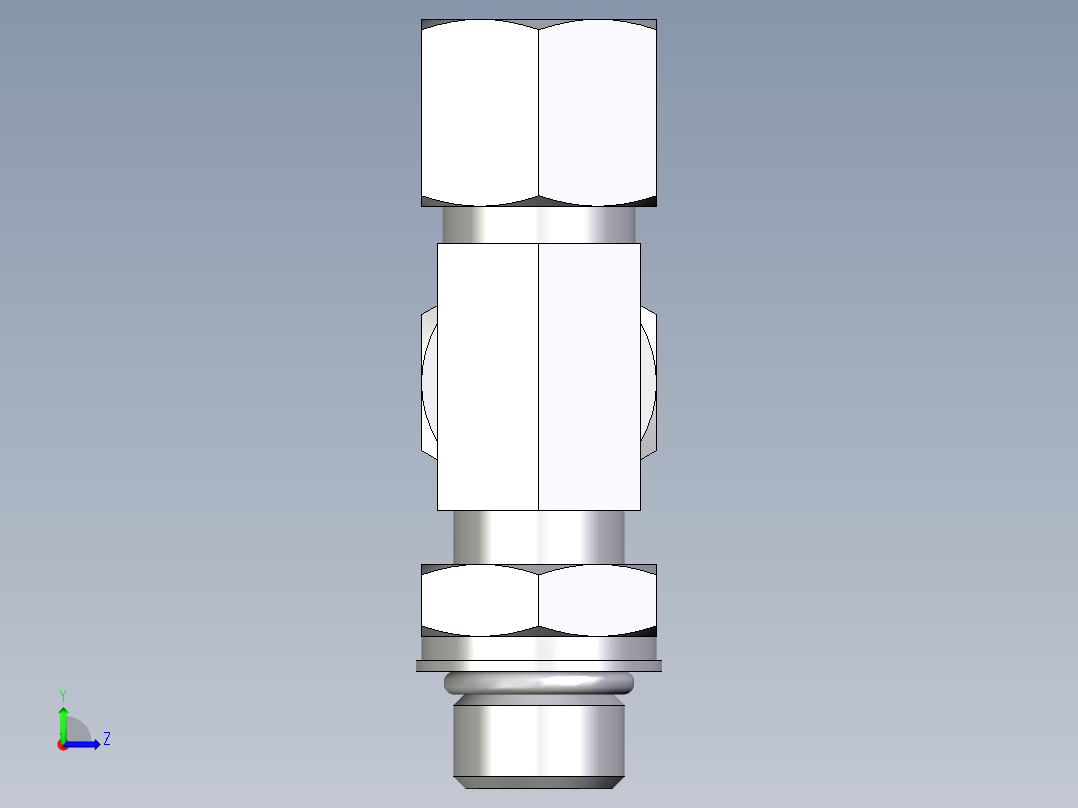 卡套式工业通用硬管接头EO_Adjustable_locknut_run_tee_LEE10ZSMORCF左视图