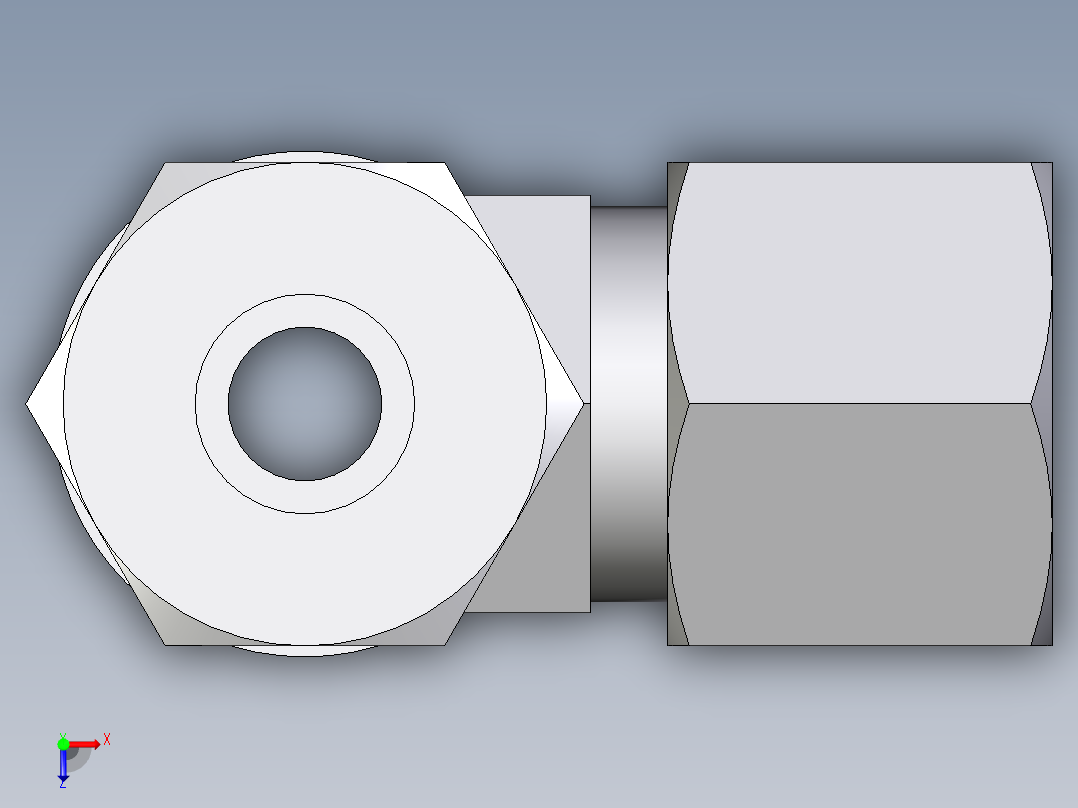 卡套式工业通用硬管接头EO_Adjustable_locknut_run_tee_LEE10ZSMORCF俯视图
