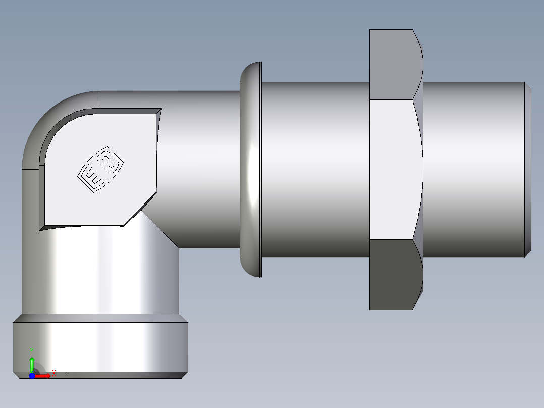 卡套式工业通用硬管接头EO_Bulkhead_elbow_WSV18LOMDCF前视图