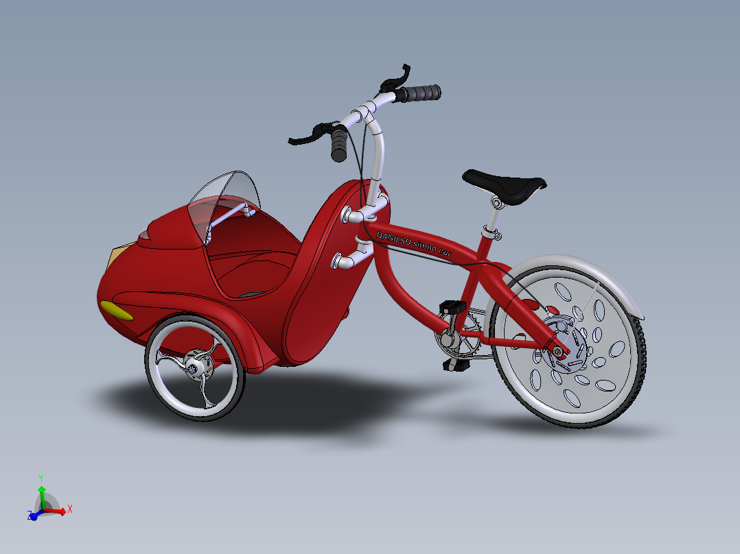 Solidworks前载式<span style='color: red'>脚踏车</span>模型
