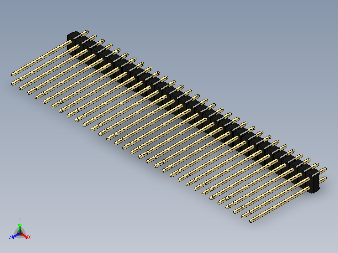 彩色公头100mil（2.54mm）系列-DS1021_black_2x31p_100mil_Type19_rev1.0正等轴测图