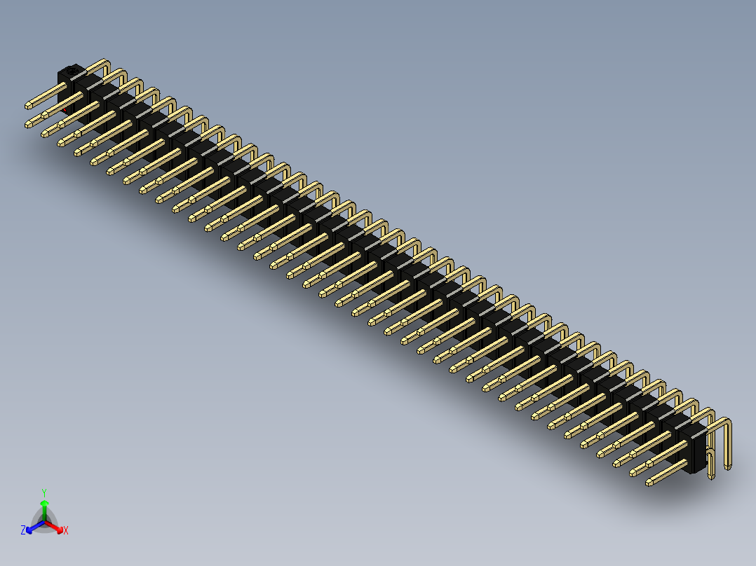 彩色公排针 100mil 2.54mm 系列-DS1022_black_2x39p_100mil_TypeD_rev1.0正等轴测图