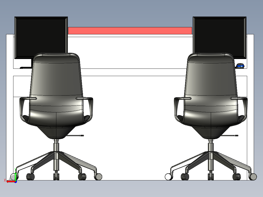 办公桌设计后视图