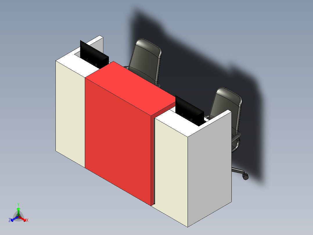 办公桌设计正等轴测图