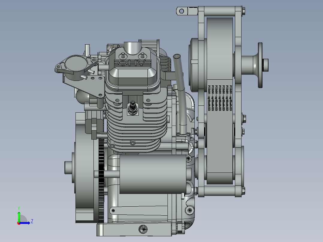 V型双缸发动机左视图