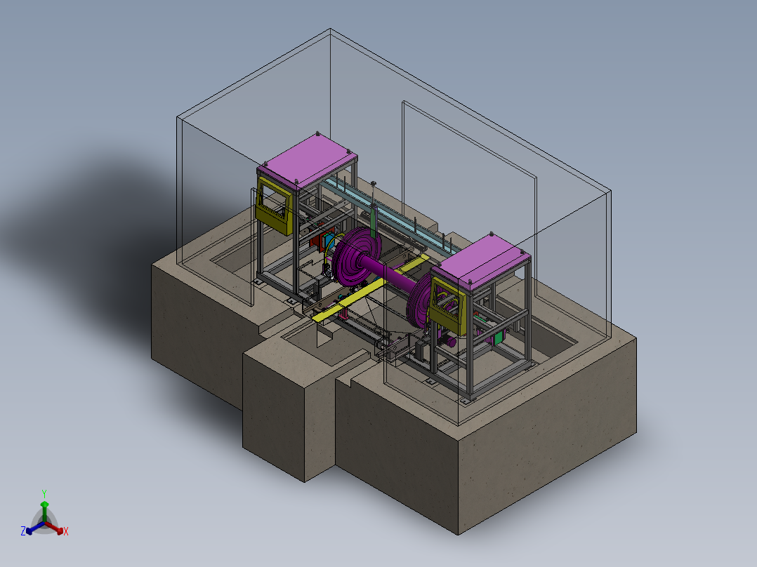 地铁轮对磁粉检测设备sw17可编辑正等轴测图