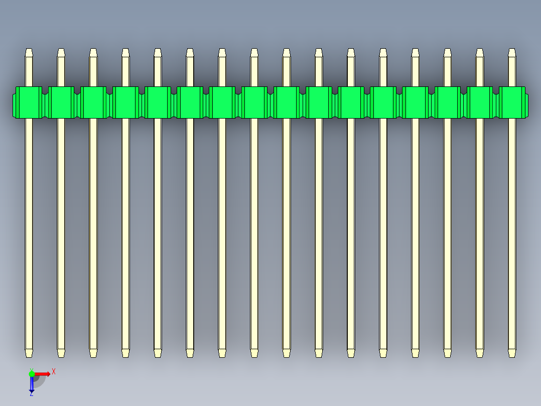 彩色公头100mil（2.54mm）系列-DS1021_green_2x16p_100mil_Type19_rev1.0俯视图