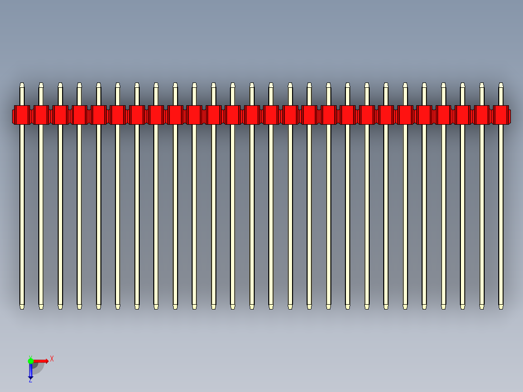 彩色公头100mil（2.54mm）系列-DS1021_red_1x26p_100mil_Type43_rev1.0俯视图