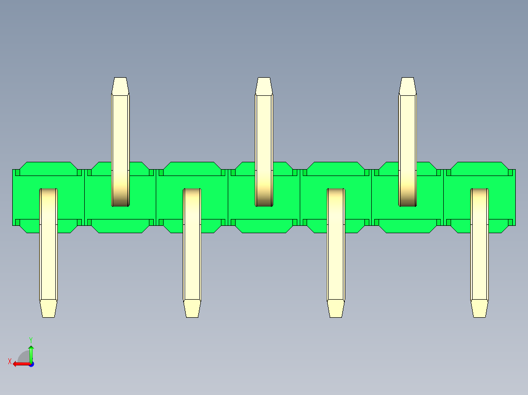 彩色公排针 100mil 2.54mm 系列-DS1022_green_07p_100mil_Type_SMT_R2_rev1.0后视图
