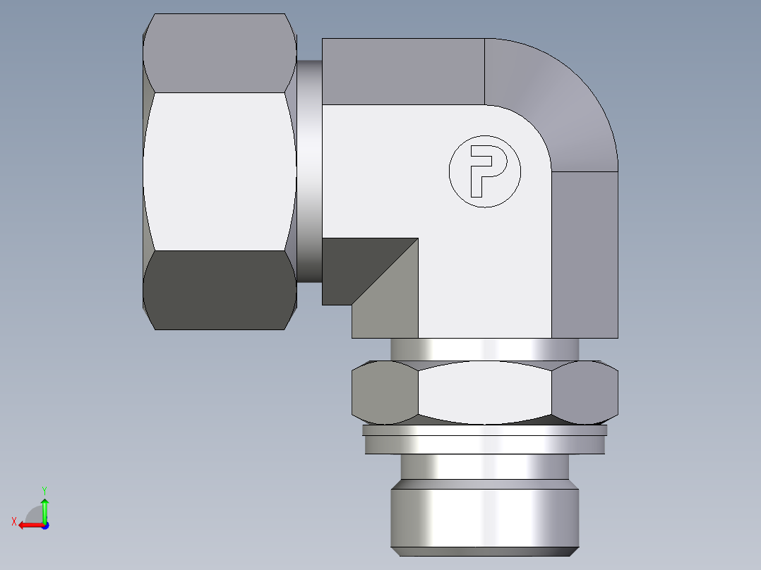 卡套式工业通用硬管接头EO_Adjustable_Locknut_elbow_WEE18ZLMCF后视图