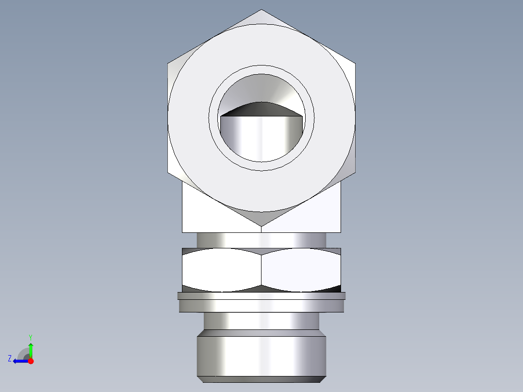 卡套式工业通用硬管接头EO_Adjustable_Locknut_elbow_WEE18ZLMCF右视图