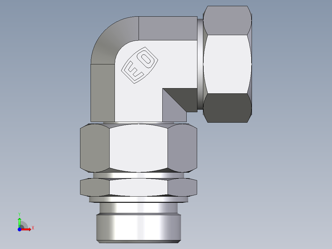 卡套式工业通用硬管接头EO_Assembled_adjustable_standpipe_elbow_EVW35LR71前视图
