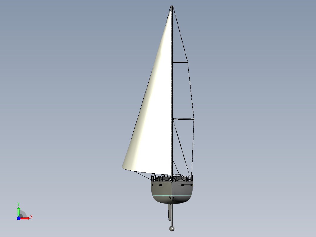帆船3D图纸前视图