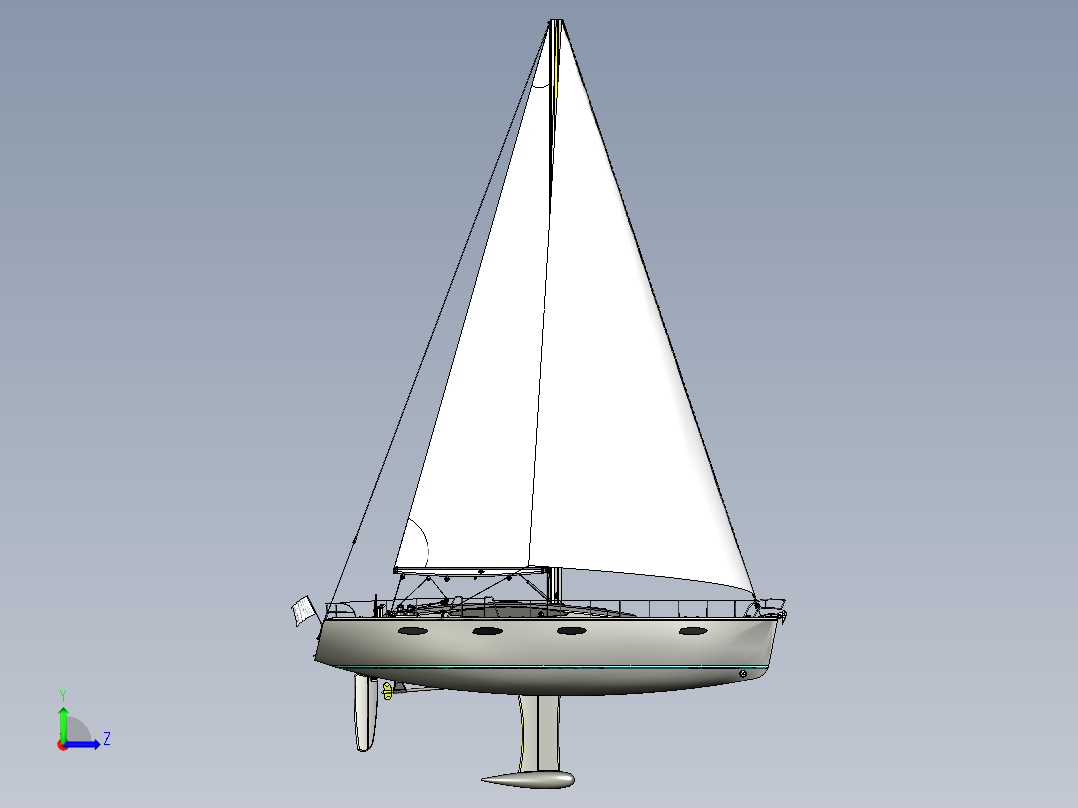 帆船3D图纸左视图