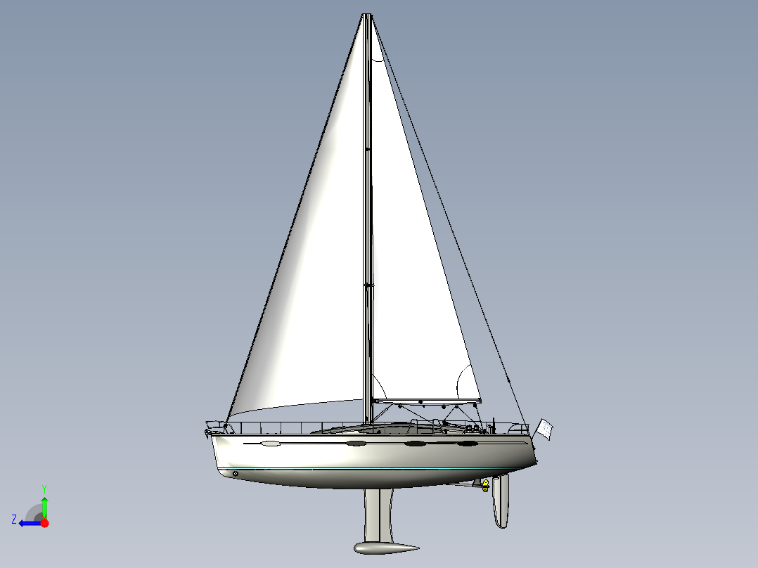 帆船3D图纸右视图