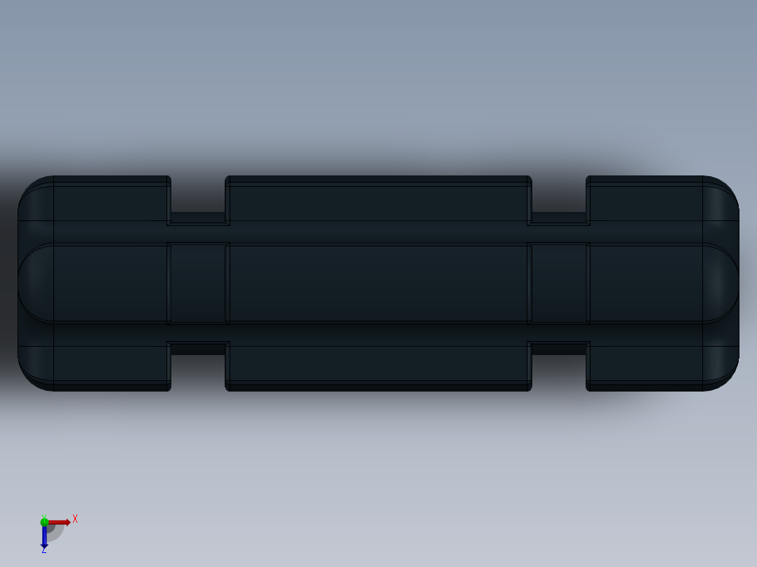 乐高机械组车桥-32062 Black Technic Axle 2 Notched.SLDPRT俯视图