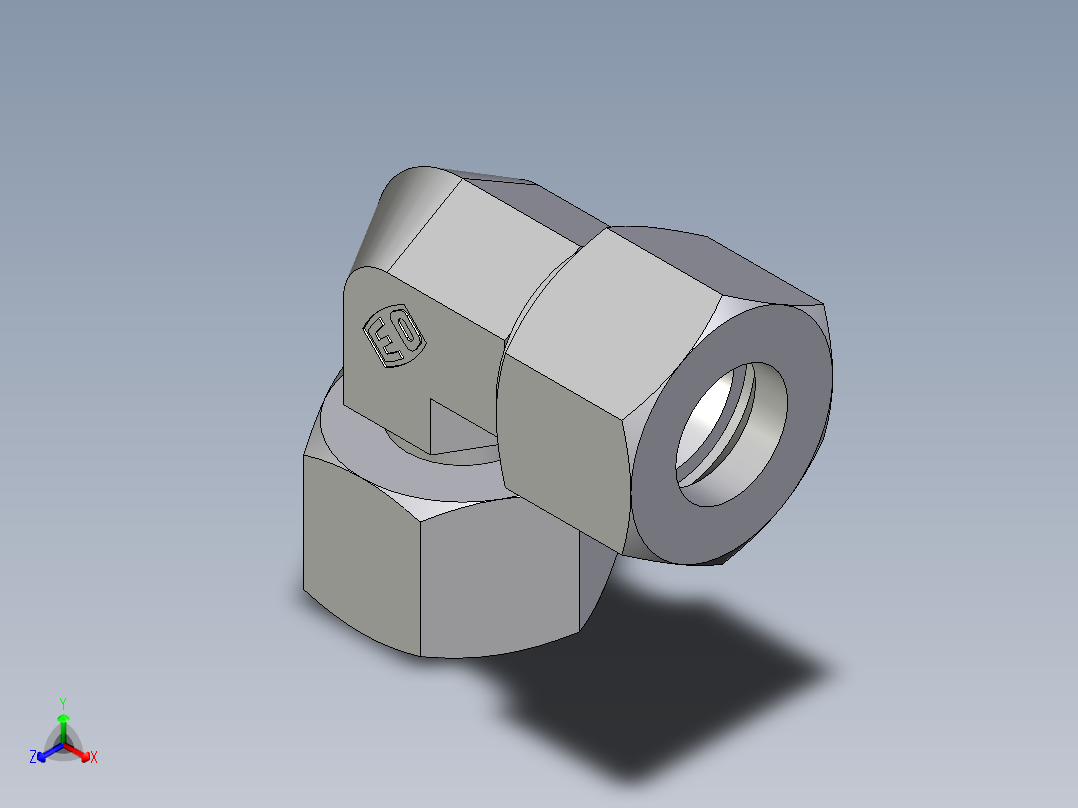 卡套式工业通用硬管接头EO_Standpipe_elbow_EVW20SCF正等轴测图