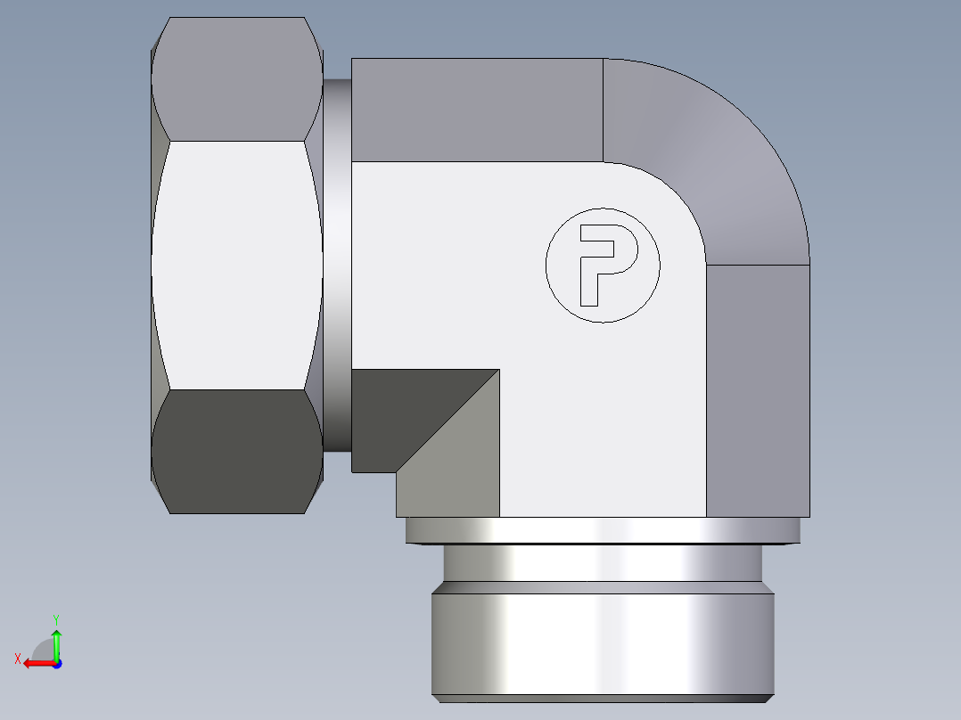 卡套式工业通用硬管接头EO_Male_stud_elbow_WE42LRCF后视图