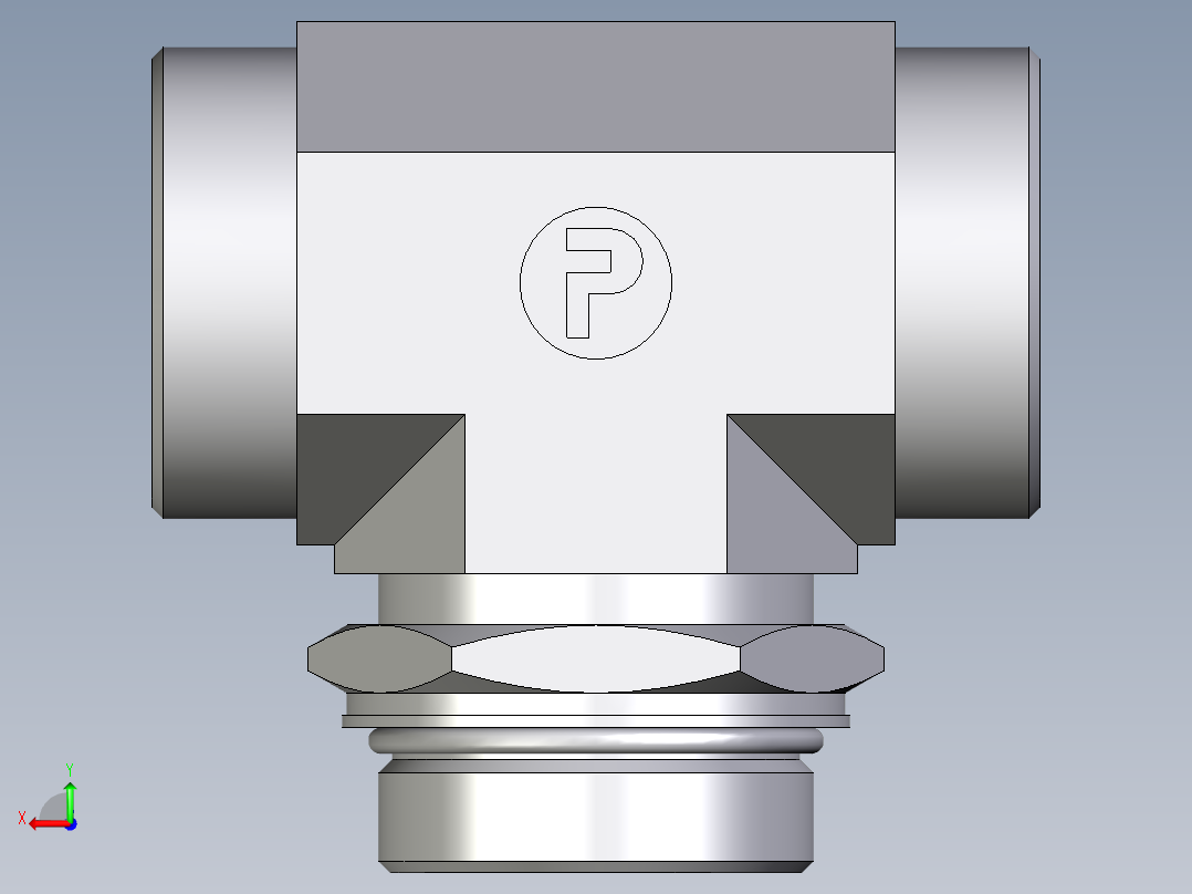 卡套式工业通用硬管接头EO_Adjustable_locknut_branch_tee_TEE42LMOROMDCF后视图