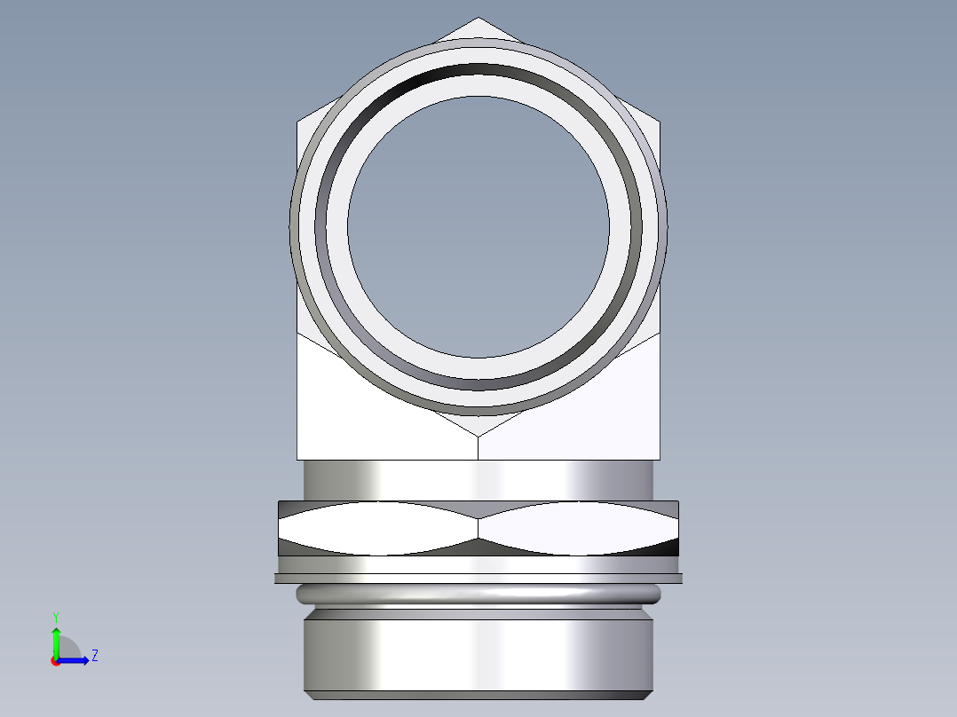 卡套式工业通用硬管接头EO_Adjustable_locknut_branch_tee_TEE42LMOROMDCF左视图