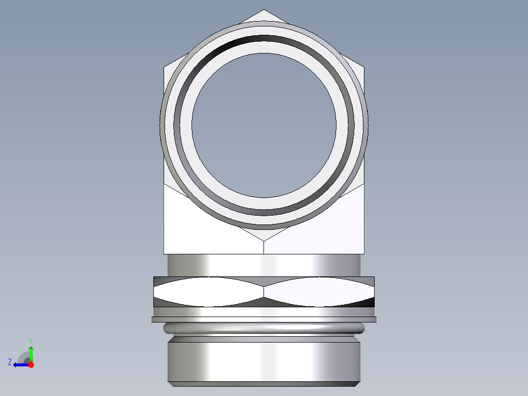 卡套式工业通用硬管接头EO_Adjustable_locknut_branch_tee_TEE42LMOROMDCF右视图