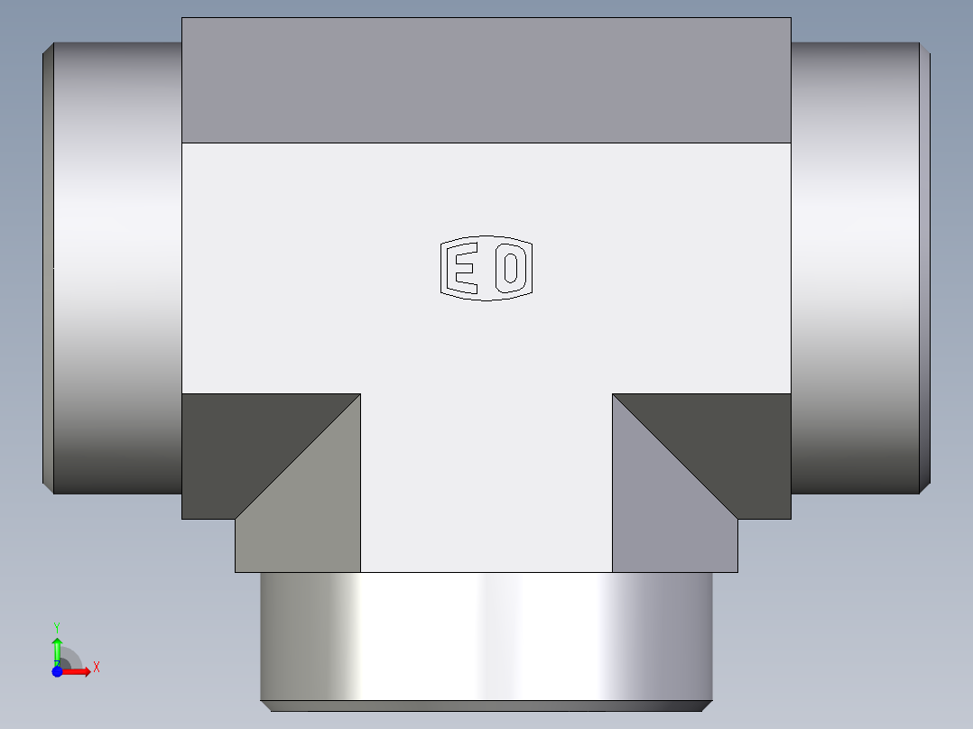 卡套式工业通用硬管接头EO_Union_tee_T42L71X前视图