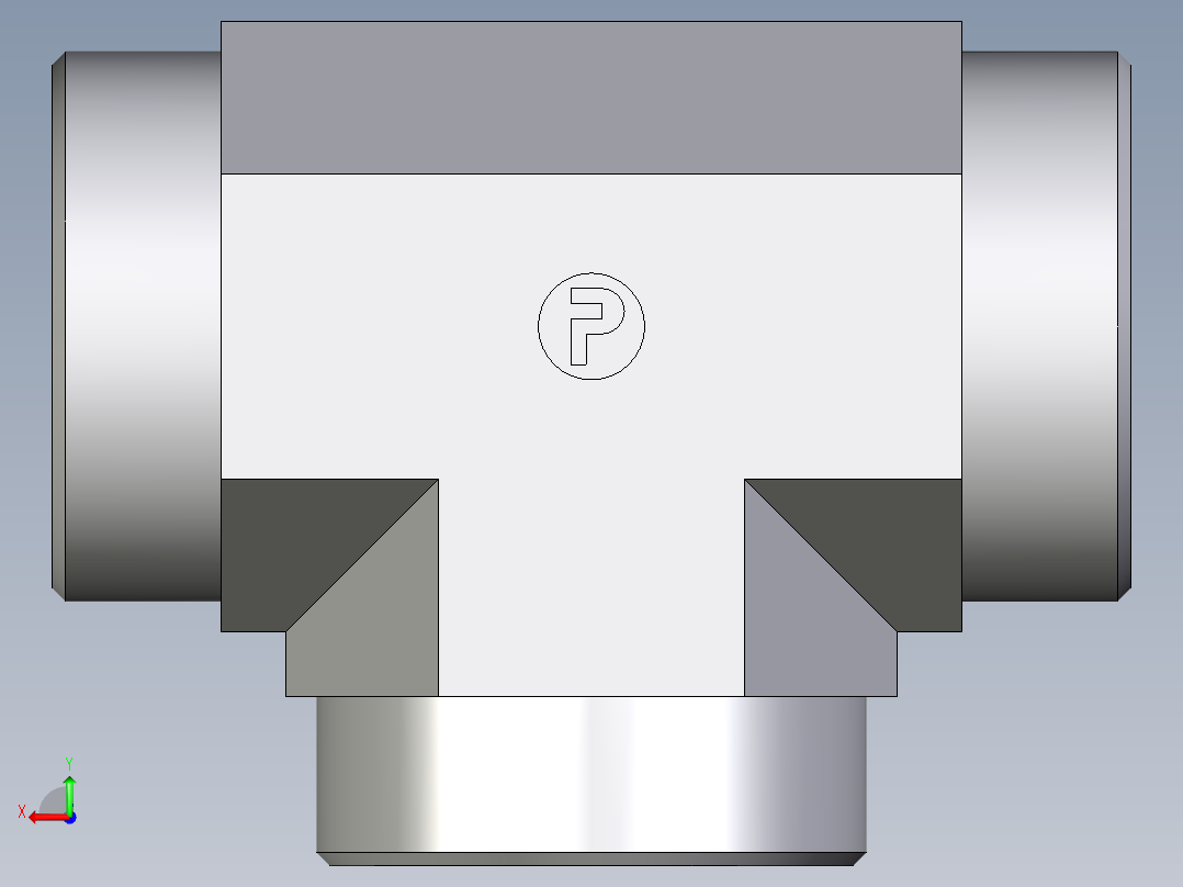 卡套式工业通用硬管接头EO_Union_tee_T42L71X后视图