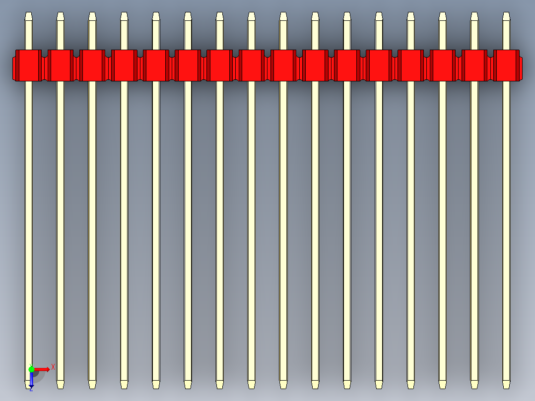 彩色公头100mil（2.54mm）系列-DS1021_red_3x16p_100mil_Type43_rev1.0俯视图