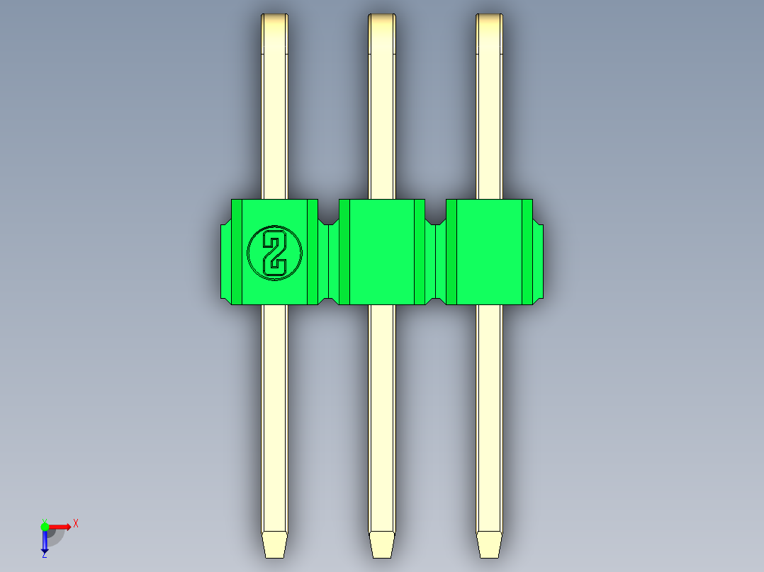 彩色公排针 100mil 2.54mm 系列-DS1022_green_2x03p_100mil_TypeD_rev1.0俯视图