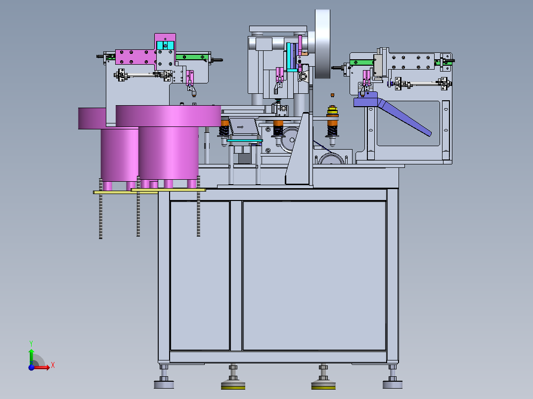 四脚板凳U型焊接端子冲压成形机sw18可编辑前视图