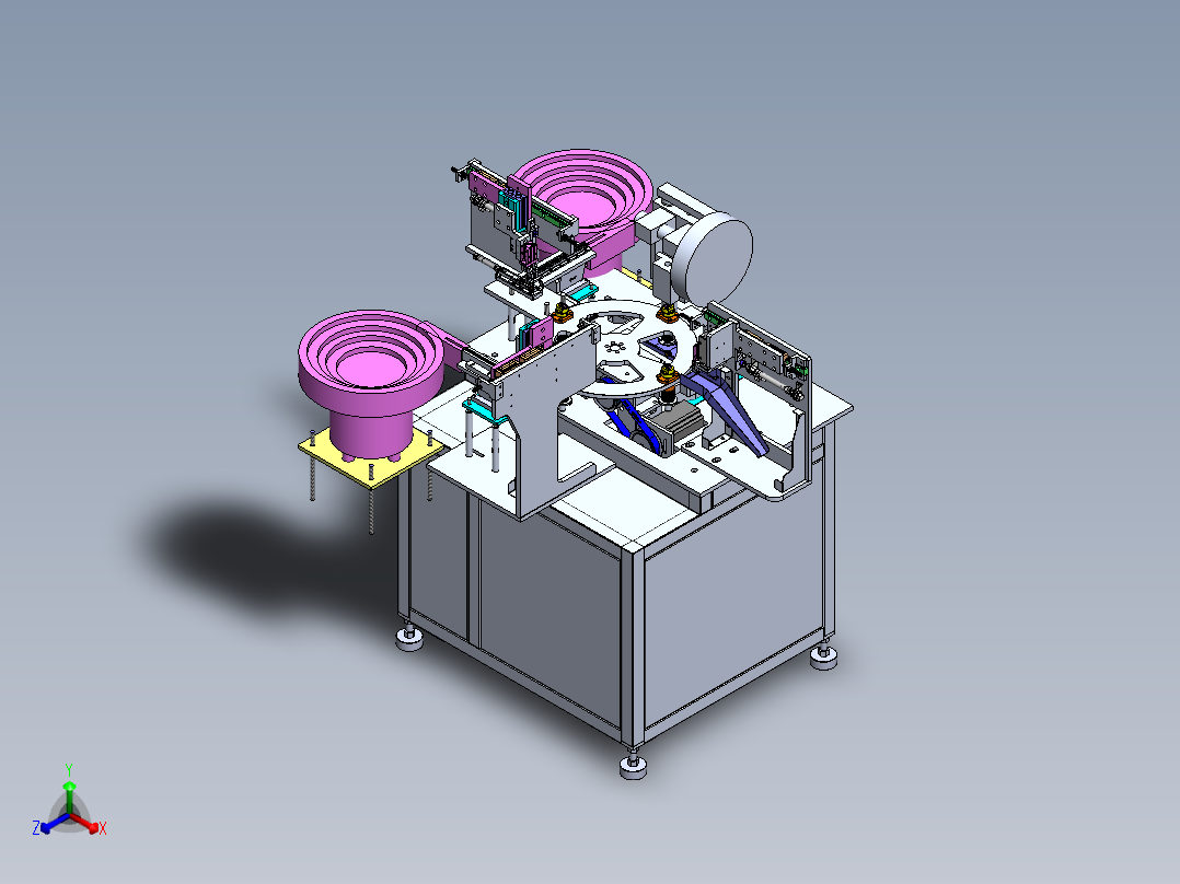 四脚板凳U型焊接端子冲压成形机sw18可编辑正等轴测图
