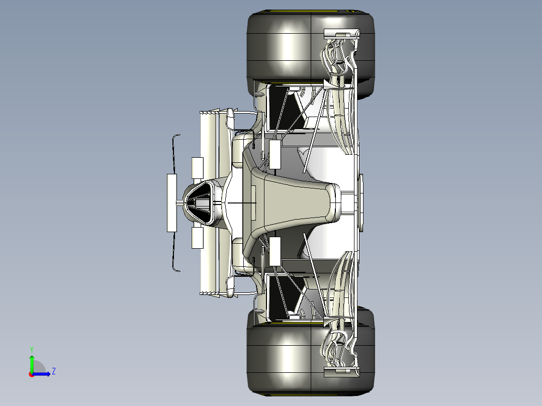 F1模型混合动力车左视图