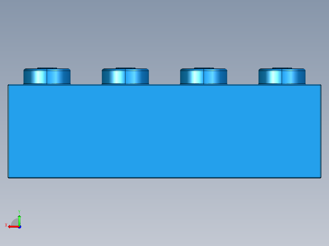 乐高套装 4421基本积木-301023 Bright Blue Brick 1 x 4.STEP后视图
