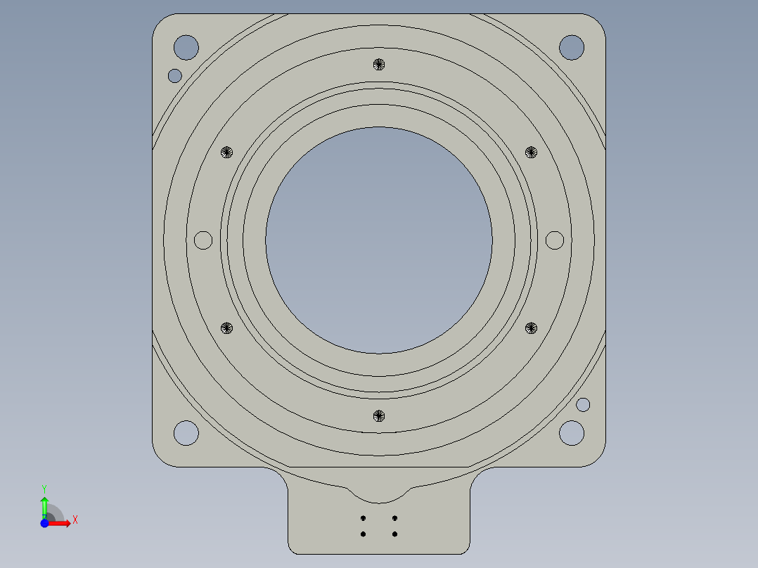 W-DRN 系列中空旋转平台3d模型W-DRN200-F-18-ZP75前视图
