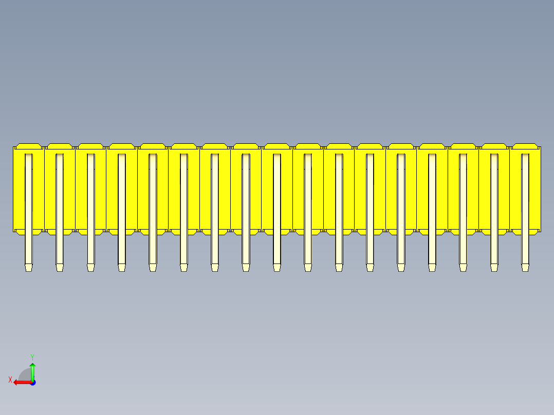 彩色公排针 100mil 2.54mm 系列-DS1022_yellow_3x17p_100mil_TypeD_rev1.0后视图