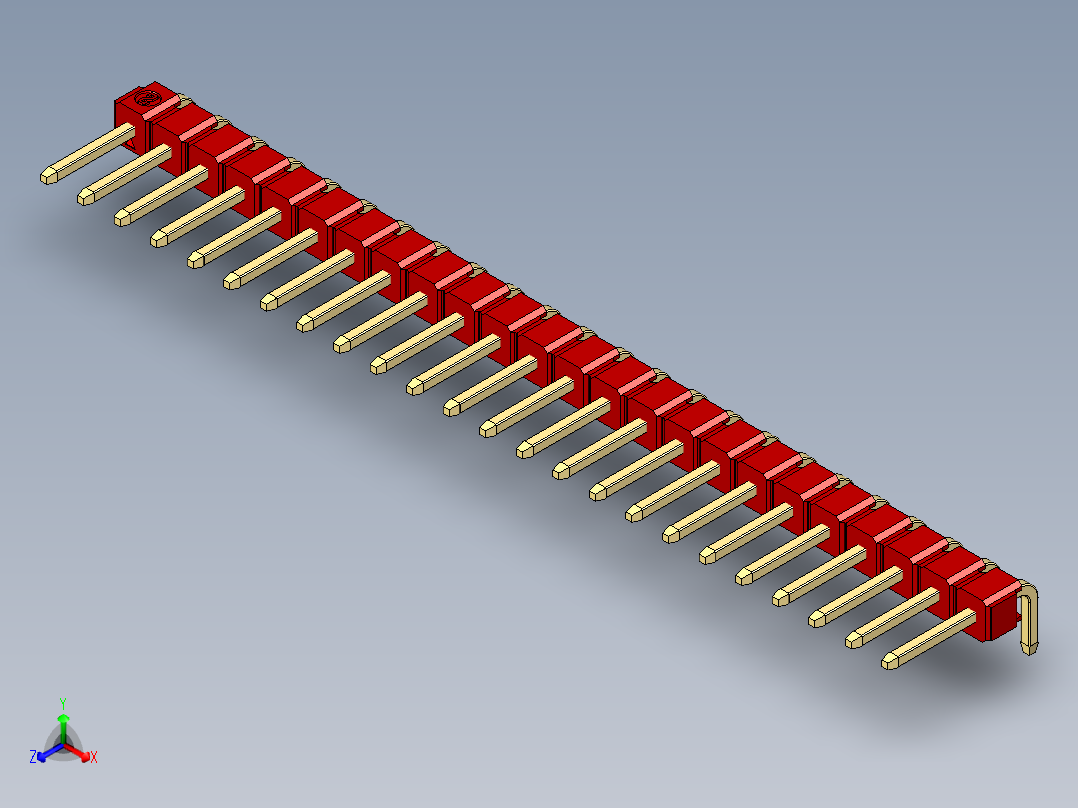 彩色公排针 100mil 2.54mm 系列-DS1022_red_1x24p_100mil_TypeD_rev1.0