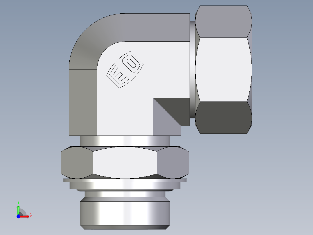 卡套式工业通用硬管接头EO_Adjustable_Locknut_elbow_WEE28LRCF前视图