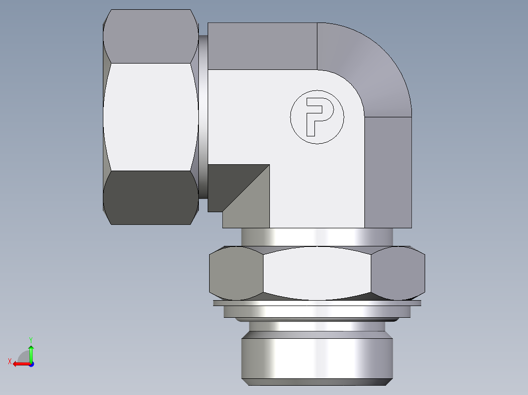 卡套式工业通用硬管接头EO_Adjustable_Locknut_elbow_WEE28LRCF后视图