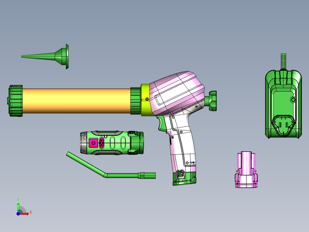 锂电玻璃胶枪前视图