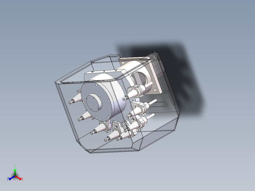 斗笠式刀库换刀刀盘sw18可编辑正等轴测图
