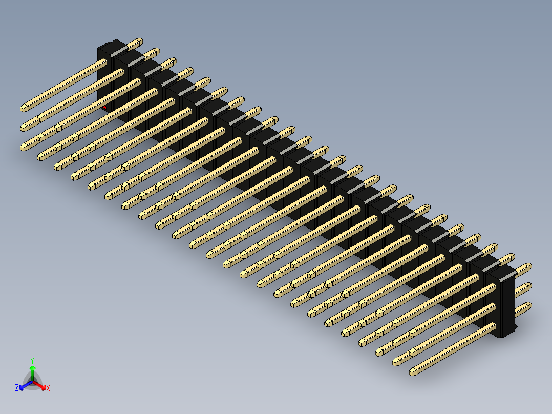 彩色公头100mil（2.54mm）系列-DS1021_black_3x24p_100mil_Type5_rev1.0正等轴测图