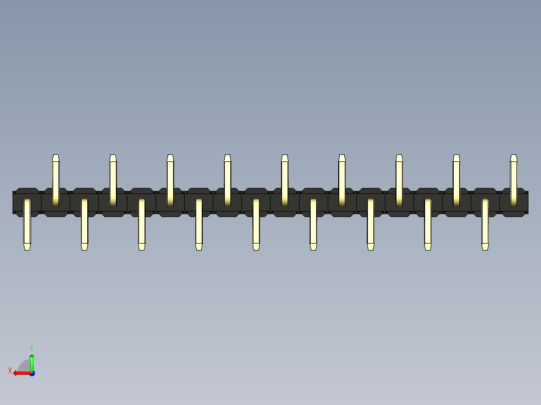 彩色公排针 100mil 2.54mm 系列-DS1022_black_18p_100mil_Type_SMT_R1_rev1.0后视图