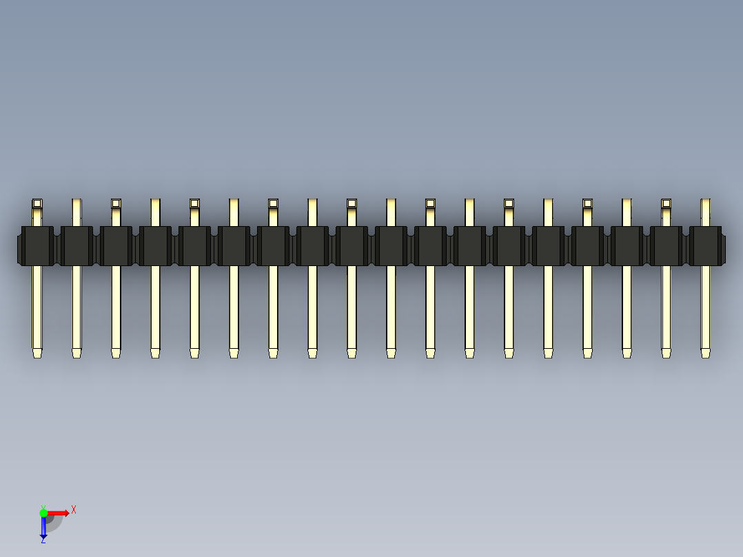 彩色公排针 100mil 2.54mm 系列-DS1022_black_18p_100mil_Type_SMT_R1_rev1.0俯视图