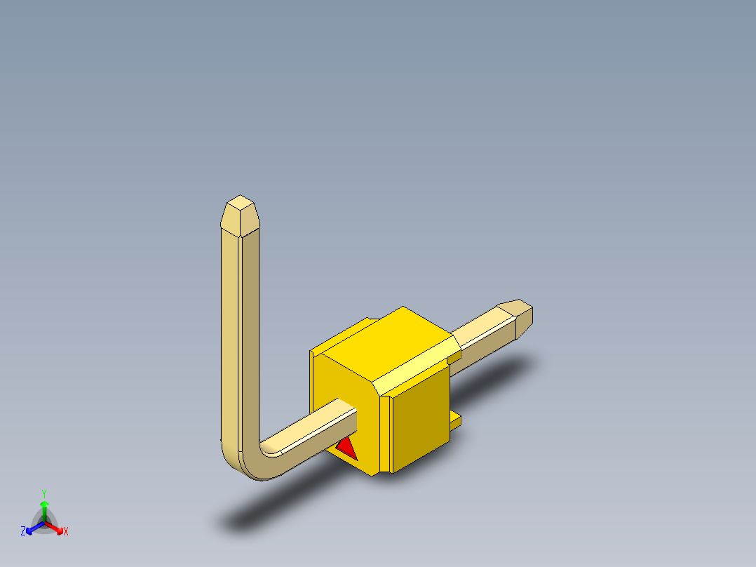 彩色公排针 100mil 2.54mm 系列-DS1022_yellow_01p_100mil_TypeU_rev1.0正等轴测图