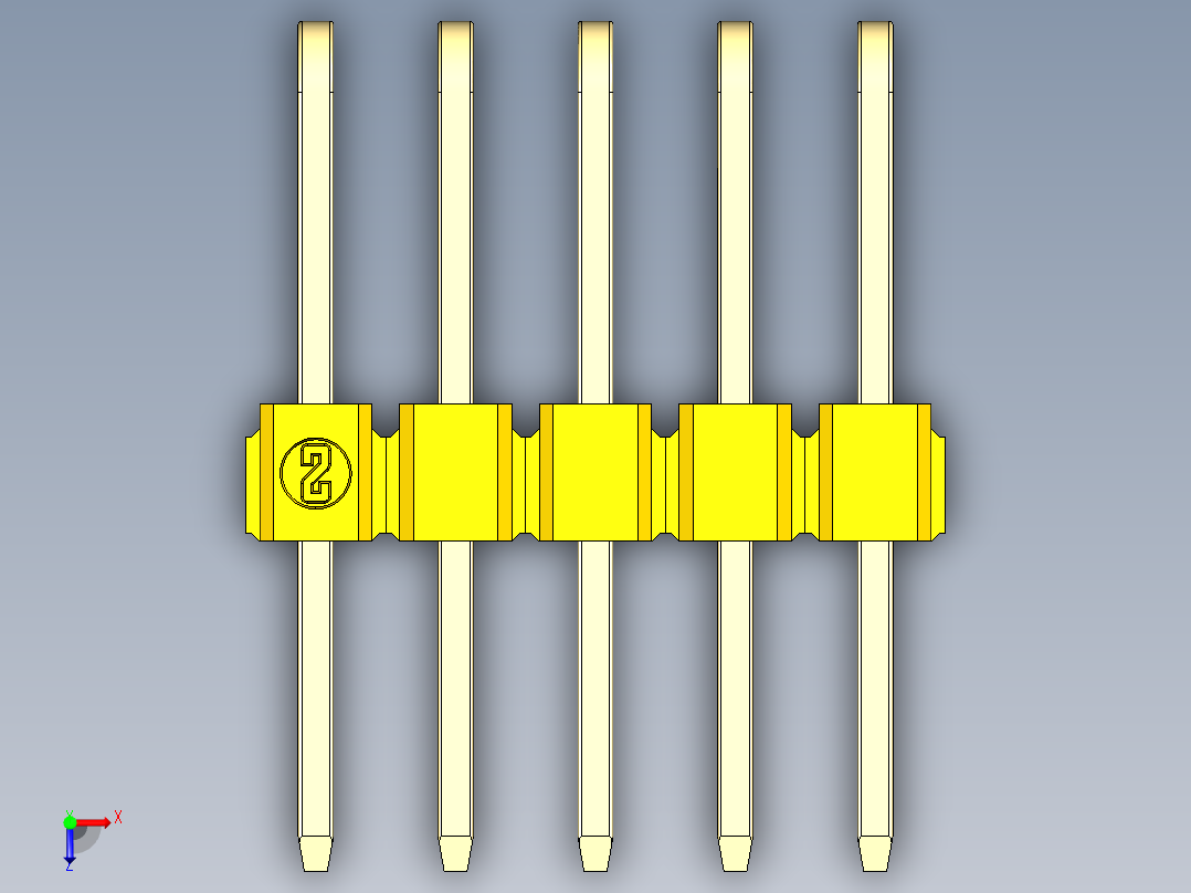 彩色公排针 100mil 2.54mm 系列-DS1022_yellow_3x05p_100mil_TypeD_rev1.0俯视图