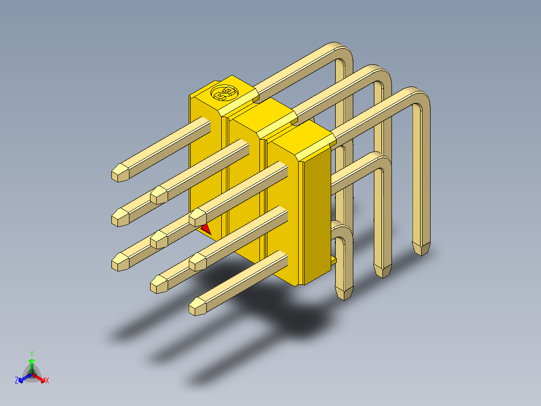 彩色公排针 100mil 2.54mm 系列-DS1022_yellow_3x03p_100mil_TypeD_rev1.0