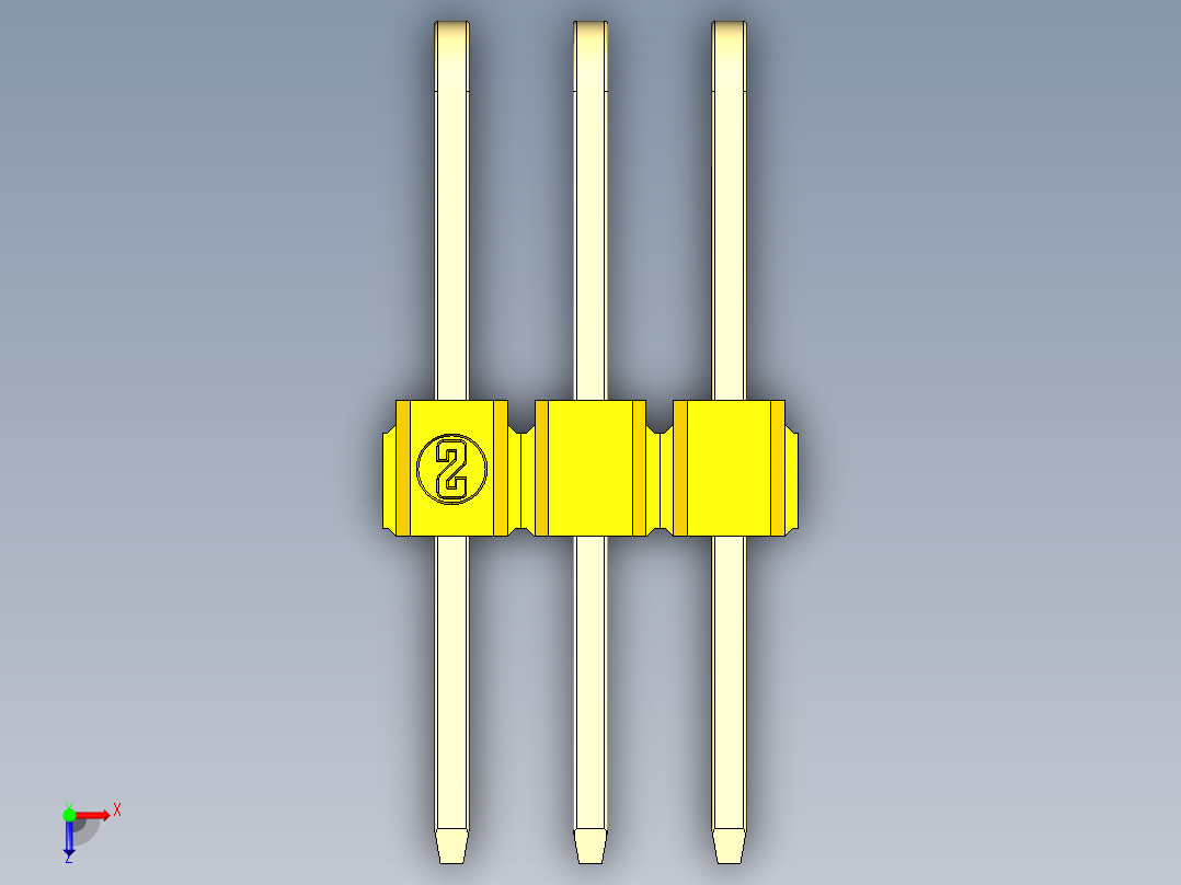 彩色公排针 100mil 2.54mm 系列-DS1022_yellow_3x03p_100mil_TypeD_rev1.0俯视图