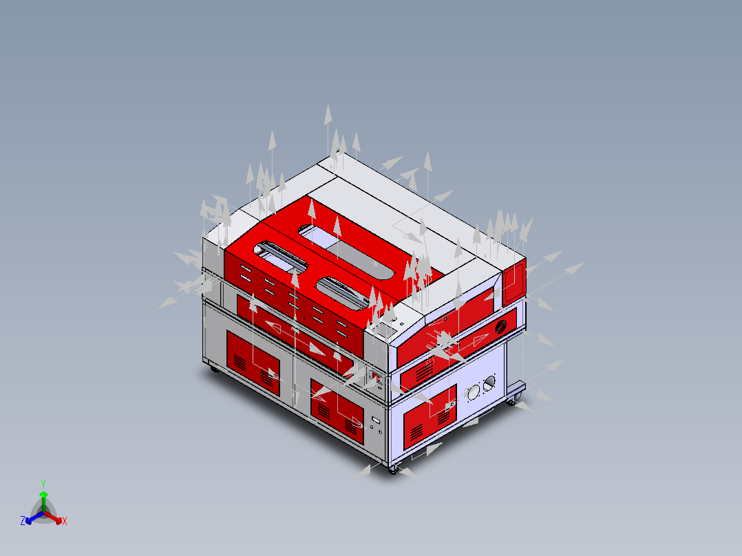 二氧化碳100W激光切割机1250x850mm正等轴测图