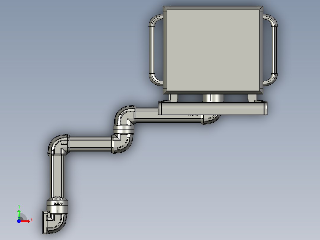 悬臂控制操控箱键盘支架-I3-垂直墙座-转角-中间连接器-90度箱体连接器-200-200-300前视图